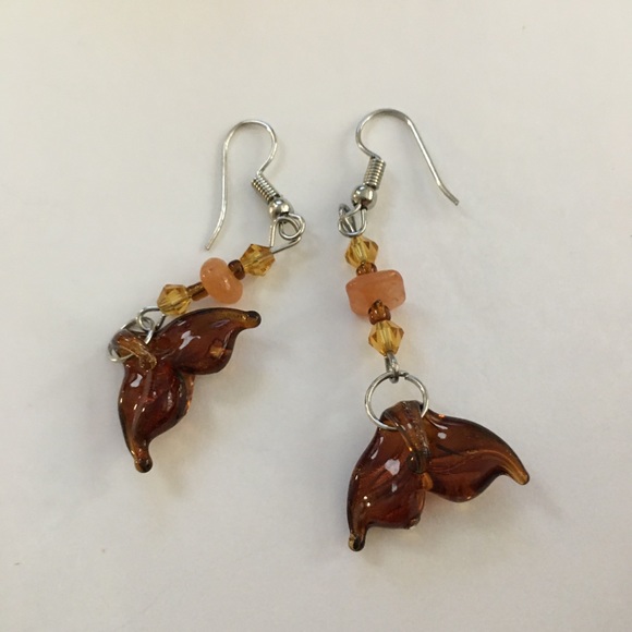 Murano glass fin silver earrings - Picture 3 of 6